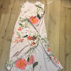 Lulu's Floral Pink Maxi Dress